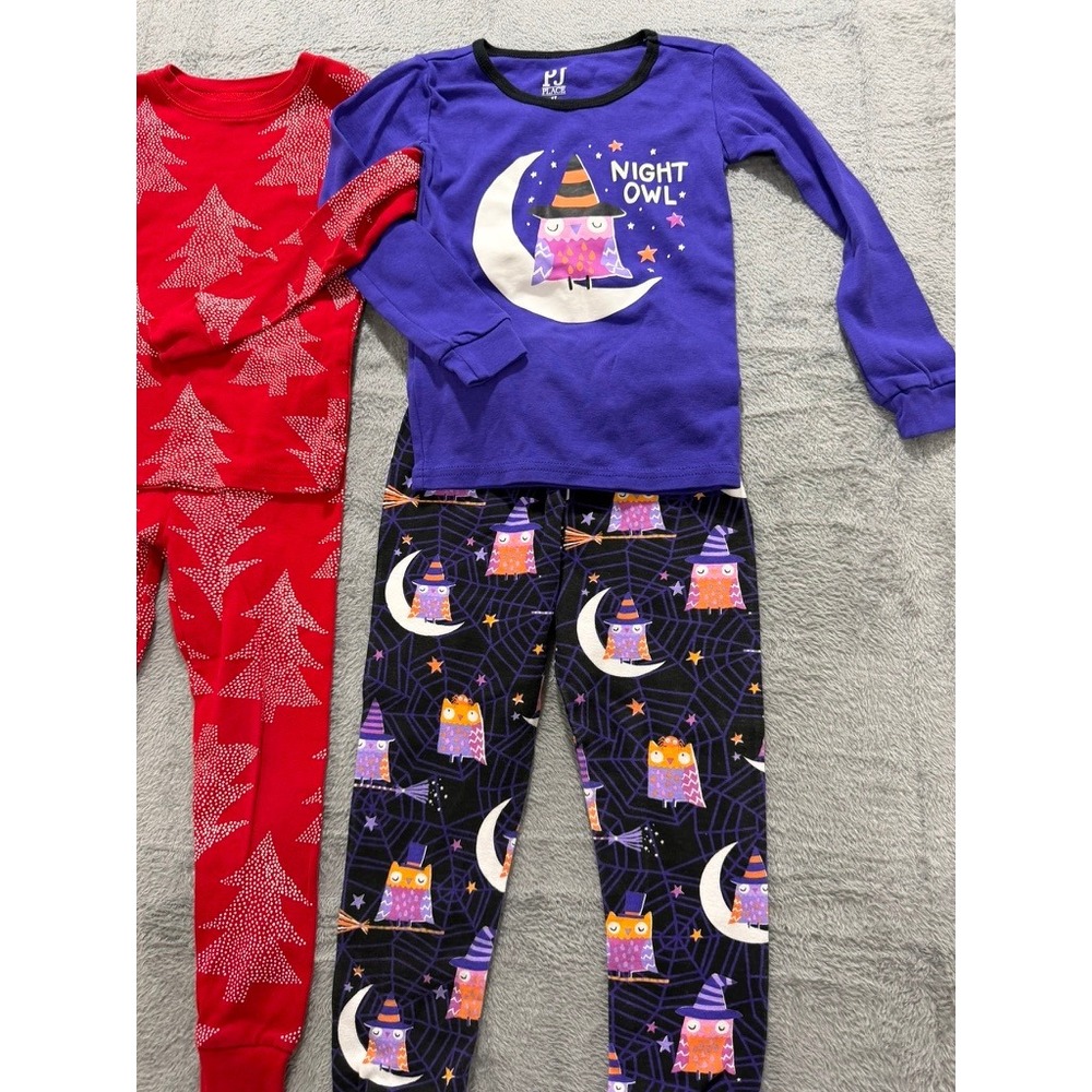 Carter's & PJ Place Kids Pajama‎ Set Bundle 4T Christmas Tree Night Owl 2-Pack - Picture 3 of 7